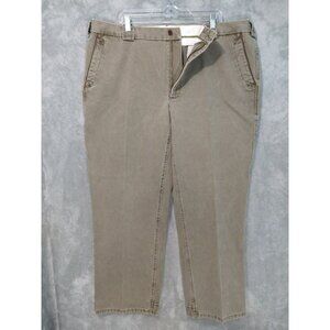 Orvis Pants Mens 44 x 28 Green Duck Canvas Leather Pocket Trim Cotton Vintage